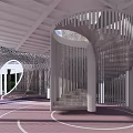 Modern Kids Play Area With Spiral White Structure Red Flooring And Running Track