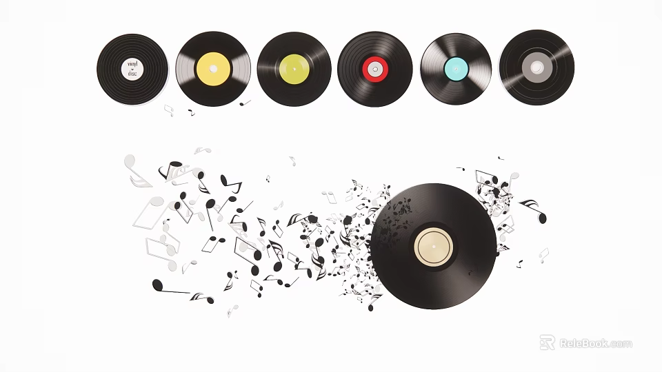 Vintage Vinyl Record Music Notes Decorative Hanging For Musical Room Decor 3d model 
