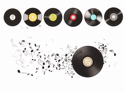 Vintage Vinyl Record Music Notes Decorative Hanging For Musical Room Decor 3d model