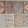 Various Square Rugs Featuring Different Patterns And Colorful Designs For Home Decor 3d model