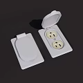 Two White Electrical Switch Panels With Open Cover And Dual Visible Outlets 3d model