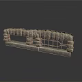 Rustic Stone Bench Furniture With Layered Stone Frame And Metal Grid Design