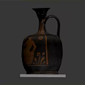 Intricate Carved Ancient Terracotta Jug With Figure Floral Motifs On White Base