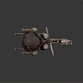 Steampunk Style Helicopter with Transparent Canopy Metal Propeller Red Accent and Ski Landing Gear
