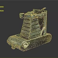 Vintage Electronic Camera Featuring Blue Green Metal Body Foldable Structure And Worn Texture