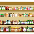 Display of Various Wine Bottles in Different Colors and Shapes on Multiple Shelves