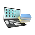 Modern Books Laptop Old-fashioned Computer Cartoon Books Cartoon Old-fashioned Computer Animation Scenes 3d model