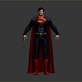 Man In Superman Costume With Red Cape Blue Suit And S Symbol