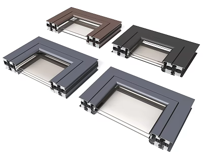 Modern Architectural Metal Window Frames In Different Colors And Profiles 3d model