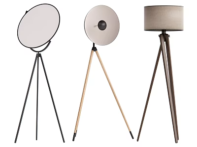 Modern Floor Lamps With Tripod Stand And Round Shade In Different Styles 3d model