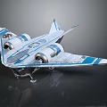 Detailed Sci Fi Aircraft Model Featuring Silver Body Blue Stripes And Twin Engines