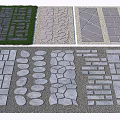 Park Landscape Paving Stone Designs With Different Patterns Styles And Grass Accents 3d model
