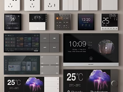 Smart Switch Panels with Temperature Time Weather Display and Modern Control Interface 3d model
