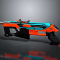 Orange and Blue Modern Futuristic Weapon with Sleek Gun Design and Vibrant Accents