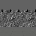 Modern Rock Texture Background Wall With Ceiling Spotlights And Lighting Effects