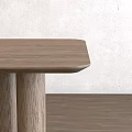 Minimalist Wooden Dining Table With Four Cylindrical Legs And Light Wood Grain