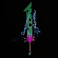 Mystical Green Weapon With Blue Lightning And Purple Light Orb