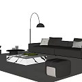 Modern Italian Sofa Coffee Table Combination Leather Sofa Multi-person Sofa Single Sofa Combination Coffee Table Floor Lamp Side Table Sofa Stool 3d model