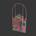 Golden Arched Metal Gate With Intricate Decorative Patterns And Ornate Design