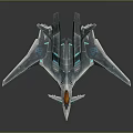 Futuristic Sci Fi Aircraft With Sleek Design Transparent Wings Blue Glowing Details And Orange Cockpit