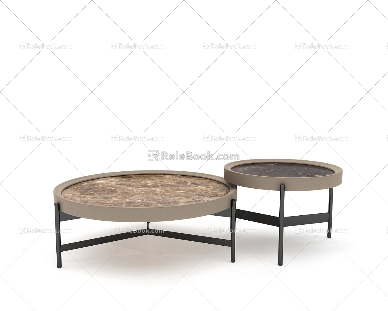 Modern Italian Marble Coffee Table Set Round Table 3d model