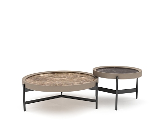 Modern Italian Marble Coffee Table Set Round Table 3d model