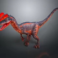 Red Crested Dinosaur with Black and Red Patterns Open Mouth in Standing Posture 3d model