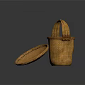 Handmade Bamboo Woven Storage Basket With Lid And Handle For Daily Use