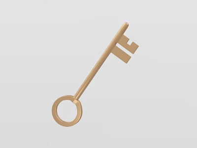 Elegant Golden Key Shaped Jewelry Pendant With Classic Design For Accessories 3d model
