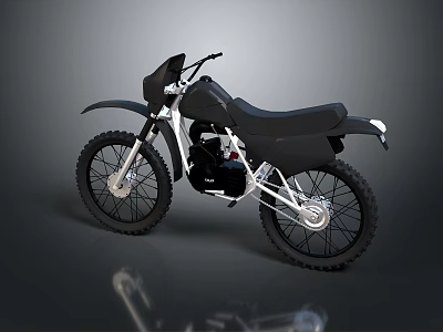 Modern Black Dirt Bike With Sleek Design Large Wheels And Black Seat 3d model