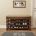 Wooden Entryway Shoe Rack with Upholstered Bench and Multiple Shelves for Shoe Storage