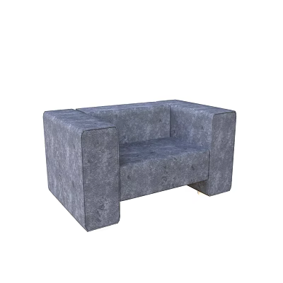 Gray Fabric Single Sofa With Square Arms And Simple Design 3d model