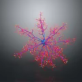 Decorative Light Snowflake Shaped Branch Structure With Red Pink Blue Glowing Lights On Gray Background 3d model
