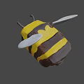 Game Animated Bee Character With Yellow Black Stripes Large Eyes And Wings