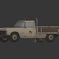 Vintage Rusted Truck Featuring Luggage Blue Gas Canisters Folding Chair and Rolled Blanket