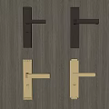 Modern Metal Door Handles in Black and Gold Finish on Wooden Texture Background