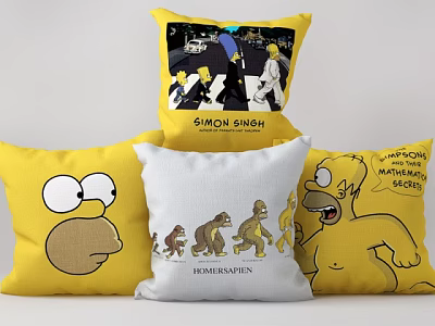 Yellow White Cartoon Character Pillows With Fun Patterns And Decorative Text Designs 3d model