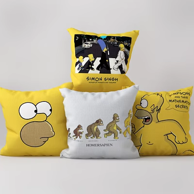 Yellow White Cartoon Character Pillows With Fun Patterns And Decorative Text Designs 3d model