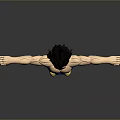 Vegeta Muscular Figure With Black Spiky Hair And Blue Shorts Arms Outstretched