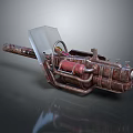 Rusty Mechanical Weapon With Transparent Shield Red Components And Industrial Design 3d model