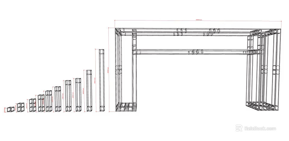 Commercial Equipment Frame Structure With Multiple Metal Bars And Assembly Components 3d model