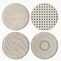 Modern Round Area Rugs With Wavy Texture Grid Pattern Curved Lines And Concentric Circles 3d model