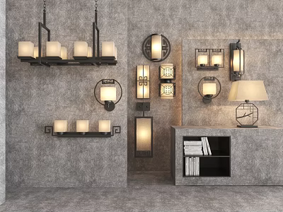 New Chinese lamp combination 3d model