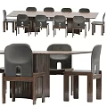 Modern Wooden Dining Table Set With Matching Chairs And Rectangular Top 3d model