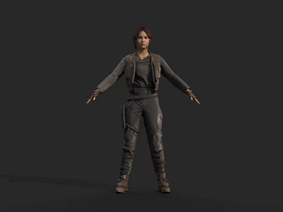 Game Cinematic Female Character In Tactical Outfit With Arms Outstretched 3D Model Design 3d model