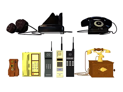 Vintage Mobile Devices And Retro Telephone Models Tech Collection 3d model
