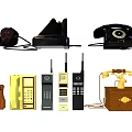 Vintage Mobile Devices And Retro Telephone Models Tech Collection 3d model