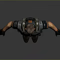 Male Character In Tactical Gear Standing Pose With Black Vest And Gray Background