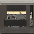 Elegant Modern Sideboard Cabinet With Marble Countertop Ambient Lighting Storage Drawers And Decorative Ornaments