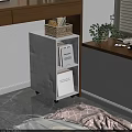 White Entryway Side Cabinet With Woven Basket Books And Green Plants On Window Sill